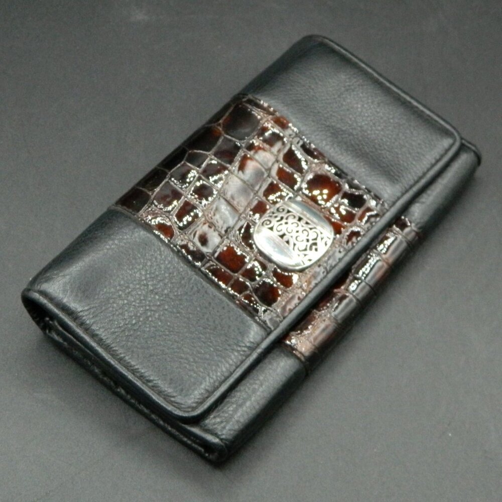Brighton Vintage Leather Wallet Bag with Reptile Print